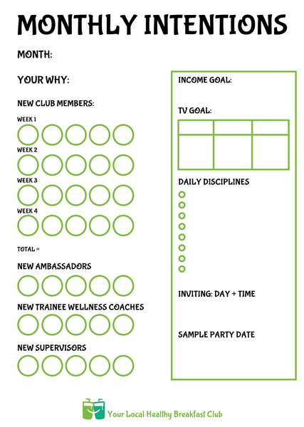 Club Whiteboard - Monthly Intentions