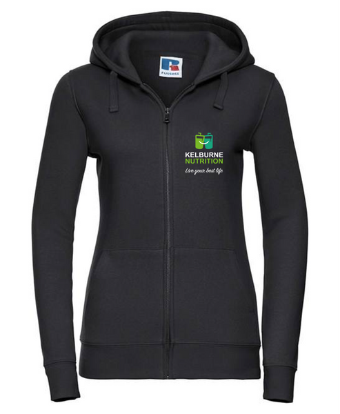 Kelburne Nutrition Branding: Women's authentic zipped hooded sweatshirt